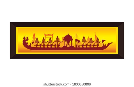 Vector of beautiful Thai Royal Barge Suphannahong on the River of Thailand,Traditional Thai style Vector concept.