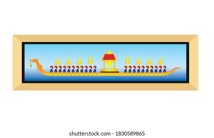 Vector de la hermosa Royal Barge Suphannahong en el río de Tailandia, concepto de vectores de estilo tradicional tailandés.