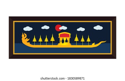 Vector of beautiful Thai Royal Barge Suphannahong on the River of Thailand,Traditional Thai style Vector concept.