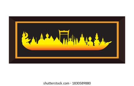 Vector of beautiful Thai Royal Barge Suphannahong on the River of Thailand,Traditional Thai style Vector concept.