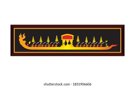 Vector de la hermosa Royal Barge Suphannahong en el río de Tailandia, concepto de vectores de estilo tradicional tailandés.