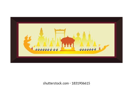 Vector of beautiful Thai Royal Barge Suphannahong on the River of Thailand,Traditional Thai style Vector concept.