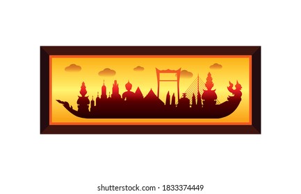 Vector of beautiful Thai Royal Barge Suphannahong on the River of Thailand,Traditional Thai style Vector concept.