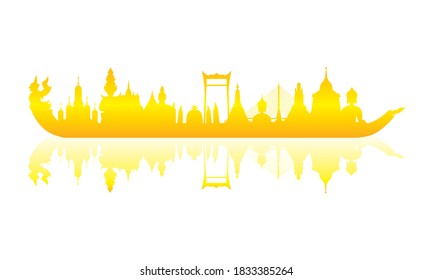 Vector of beautiful Thai Royal Barge Suphannahong on the River of Thailand,Traditional Thai style Vector concept.