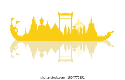 Vector of beautiful Thai Royal Barge Suphannahong on the River of Thailand,Traditional Thai style Vector concept.