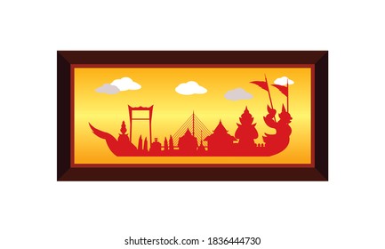 Vector of beautiful Thai Royal Barge Suphannahong on the River of Thailand,Traditional Thai style Vector concept.