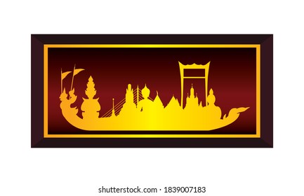Vector of beautiful Thai Royal Barge Suphannahong on the River of Thailand,Traditional Thai style Vector concept.