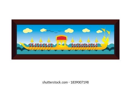 Vector of beautiful Thai Royal Barge Suphannahong on the River of Thailand,Traditional Thai style Vector concept.