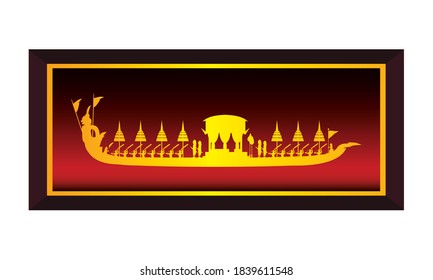 Vector of beautiful Thai Royal Barge Suphannahong on the River of Thailand,Traditional Thai style Vector concept.