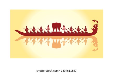 Vector of beautiful Thai Royal Barge Suphannahong on the River of Thailand,Traditional Thai style Vector concept.