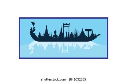 Vector of beautiful Thai Royal Barge Suphannahong on the River of Thailand,Traditional Thai style Vector concept.
