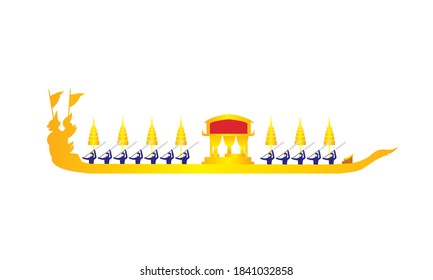 Vector de la hermosa Royal Barge Suphannahong en el río de Tailandia, concepto de vectores de estilo tradicional tailandés.