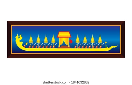 Vector of beautiful Thai Royal Barge Suphannahong on the River of Thailand,Traditional Thai style Vector concept.