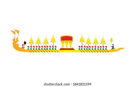 Vector of beautiful Thai Royal Barge Suphannahong on the River of Thailand,Traditional Thai style Vector concept.