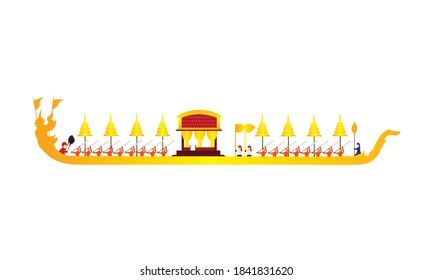 Vector of beautiful Thai Royal Barge Suphannahong on the River of Thailand,Traditional Thai style Vector concept.