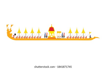 Vector of beautiful Thai Royal Barge Suphannahong on the River of Thailand,Traditional Thai style Vector concept.