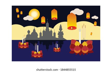 Vector of beautiful Thai Royal Barge Suphannahong on the River of Thailand,Traditional Thai style Vector concept.