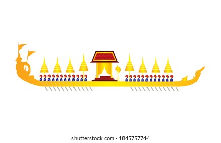 Vector of beautiful Thai Royal Barge Suphannahong on the River of Thailand,Traditional Thai style Vector concept.