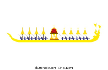 Vector of beautiful Thai Royal Barge Suphannahong on the River of Thailand,Traditional Thai style Vector concept.
