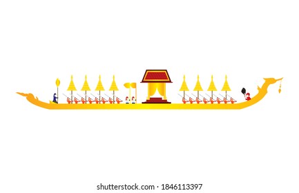 Vector of beautiful Thai Royal Barge Suphannahong on the River of Thailand,Traditional Thai style Vector concept.