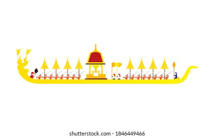 Vector de la hermosa Royal Barge Suphannahong en el río de Tailandia, concepto de vectores de estilo tradicional tailandés.