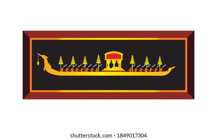 Vector of beautiful Thai Royal Barge Suphannahong on the River of Thailand,Traditional Thai style Vector concept.