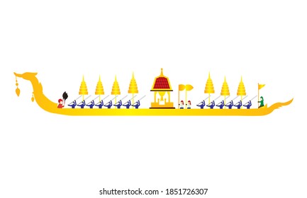 Vector of beautiful Thai Royal Barge Suphannahong on the River of Thailand,Traditional Thai style Vector concept.