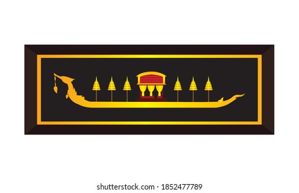 Vector of beautiful Thai Royal Barge Suphannahong on the River of Thailand,Traditional Thai style Vector concept.