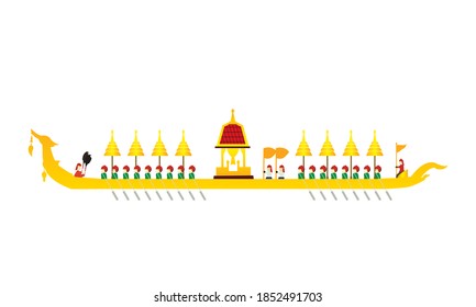 Vector of beautiful Thai Royal Barge Suphannahong on the River of Thailand,Traditional Thai style Vector concept.