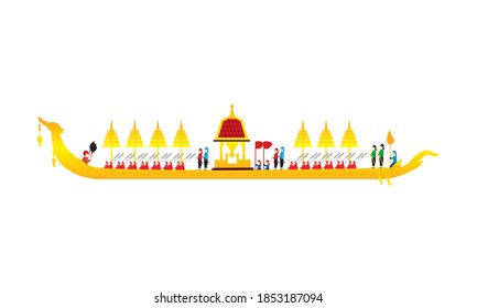 Vector of beautiful Thai Royal Barge Suphannahong on the River of Thailand,Traditional Thai style Vector concept.