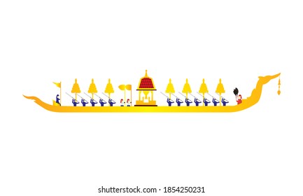 Vector of beautiful Thai Royal Barge Suphannahong on the River of Thailand,Traditional Thai style Vector concept.