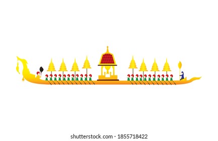 Vector of beautiful Thai Royal Barge Suphannahong on the River of Thailand,Traditional Thai style Vector concept.