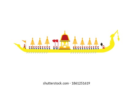 Vector of beautiful Thai Royal Barge Suphannahong on the River of Thailand,Traditional Thai style Vector concept.