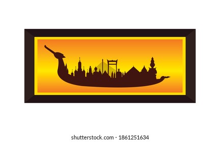 Vector of beautiful Thai Royal Barge Suphannahong on the River of Thailand,Traditional Thai style Vector concept.
