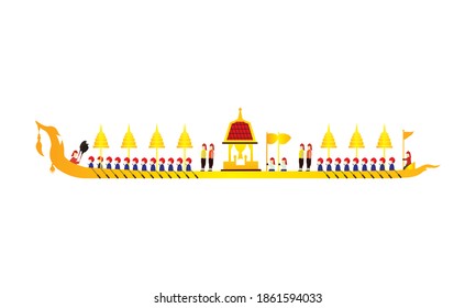 Vektorgrafik des schönen thailändischen Königsbarge Suphannahong am Fluss Thailand, traditionelles thailändisches Vektorkonzept.