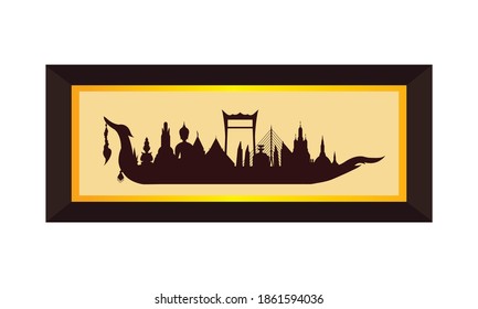 Vector of beautiful Thai Royal Barge Suphannahong on the River of Thailand,Traditional Thai style Vector concept.