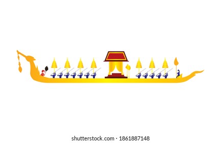 Vector of beautiful Thai Royal Barge Suphannahong on the River of Thailand,Traditional Thai style Vector concept.