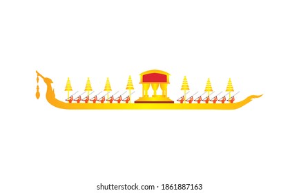 Vector of beautiful Thai Royal Barge Suphannahong on the River of Thailand,Traditional Thai style Vector concept.