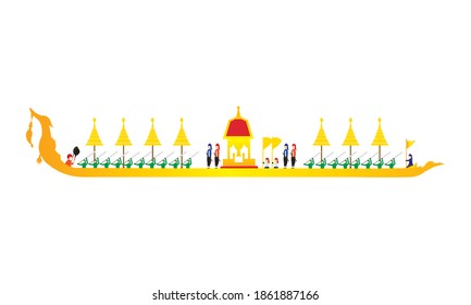 Vector of beautiful Thai Royal Barge Suphannahong on the River of Thailand,Traditional Thai style Vector concept.