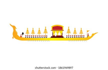 Vector of beautiful Thai Royal Barge Suphannahong on the River of Thailand,Traditional Thai style Vector concept.