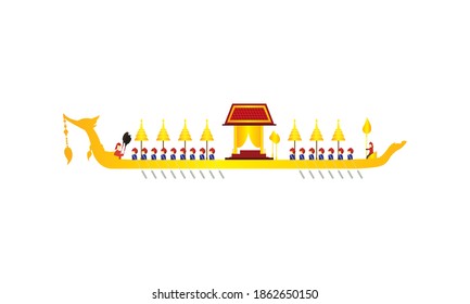 Vector de la hermosa Royal Barge Suphannahong en el río de Tailandia, concepto de vectores de estilo tradicional tailandés.