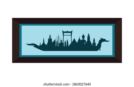 Vector de la hermosa Royal Barge Suphannahong en el río de Tailandia, concepto de vectores de estilo tradicional tailandés.