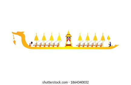 Vector of beautiful Thai Royal Barge Suphannahong on the River of Thailand,Traditional Thai style Vector concept.
