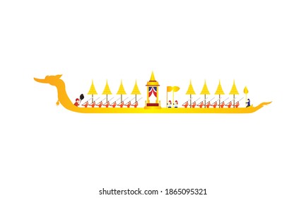 Vector of beautiful Thai Royal Barge Suphannahong on the River of Thailand,Traditional Thai style Vector concept.