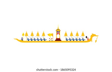 Vector of beautiful Thai Royal Barge Suphannahong on the River of Thailand,Traditional Thai style Vector concept.