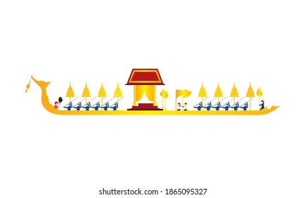 Vector of beautiful Thai Royal Barge Suphannahong on the River of Thailand,Traditional Thai style Vector concept.
