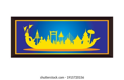 Vector of beautiful Thai Royal Barge Suphannahong on the River of Thailand,Traditional Thai style Vector concept.