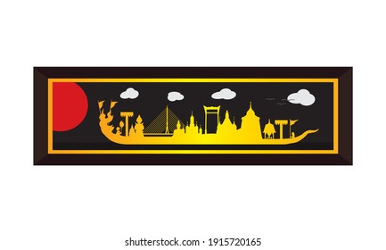 Vector of beautiful Thai Royal Barge Suphannahong on the River of Thailand,Traditional Thai style Vector concept.