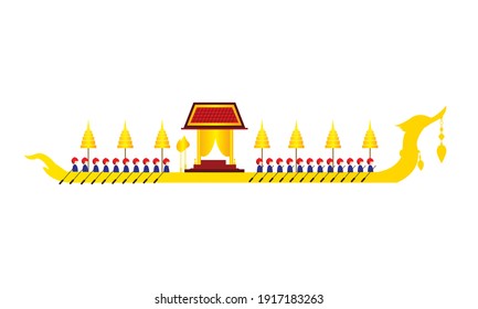 Vector of beautiful Thai Royal Barge Suphannahong on the River of Thailand,Traditional Thai style Vector concept.