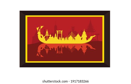 Vector of beautiful Thai Royal Barge Suphannahong on the River of Thailand,Traditional Thai style Vector concept.